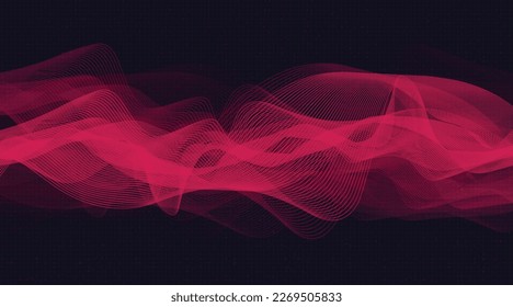 Dark Pink Digital Sound Wave Hintergrund, Technologie und Erdbeben-Wave-Diagramm Konzept, Design for Music Studio and Science,Vektorgrafik.
