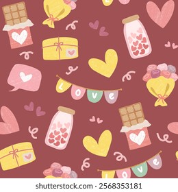 Dark Pink Elegant Vector Seamless Pattern for Valentine's Day and Anniversary Celebrations