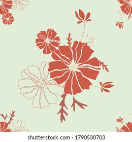 Ilustración de vectores sin soldadura del patrón floral rosado oscuro. Ideal para tejidos, tejidos, papel pintado, fondos de origen, 