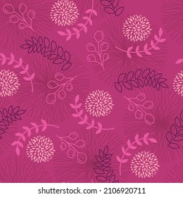 dark pink flower and leaf pattern seamless and timeless for fashion, clothes, wrapping paper and scrapbooking