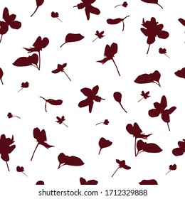 Dark pink flowers vector seamless pattern