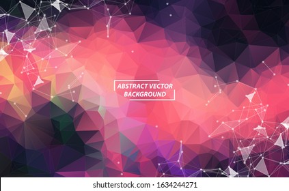 Dark Pink Geometric Polygonal background molecule and communication. Connected lines with dots. Minimalism background. Concept of the science, chemistry, biology, medicine, technology.