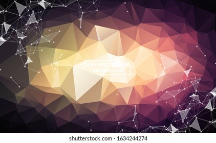 Dark Pink Geometric Polygonal background molecule and communication. Connected lines with dots. Minimalism background. Concept of the science, chemistry, biology, medicine, technology.