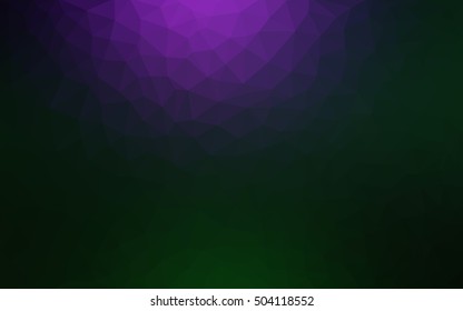 Dark pink, green polygonal background. A vague abstract illustration with gradient. The best triangular design for your business.