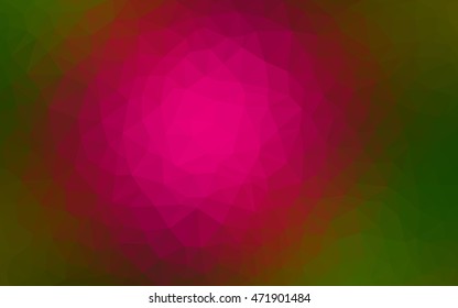 Dark pink, green triangle mosaic pattern. Geometric illustration in Origami style with gradient.  Brand-new design for your business.