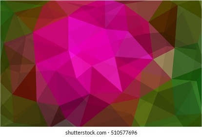 Dark pink, green triangle mosaic pattern. A completely new color illustration in a vague style. The best triangular design for your business.