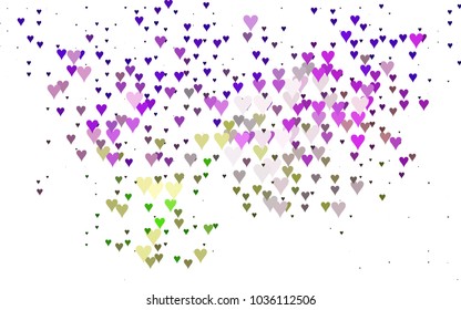 Dark Pink, Green vector abstract lovely pattern with Hearts on white background. Happy Valentine's Day Greeting Card with small hearts. Stock template for your romantic ad, leaflet, banner.