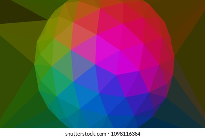 Dark Pink, Green vector abstract mosaic pattern with a diamond. Polygonal abstract illustration with gradient. Triangular pattern for your design.