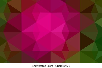 Dark Pink, Green vector abstract mosaic background. Colorful illustration in abstract style with triangles. The template for cell phone's backgrounds.