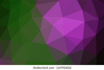 Dark Pink, Green vector abstract polygonal layout. Triangular geometric sample with gradient.  Brand new design for your business.