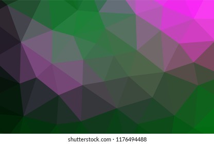 Dark Pink, Green vector abstract polygonal layout. Shining illustration, which consist of triangles. Triangular pattern for your business design.