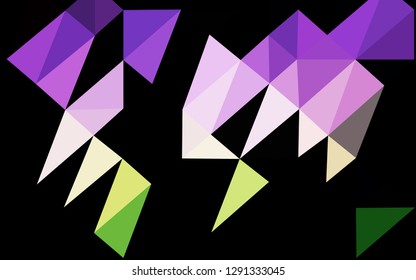 Dark Pink, Green vector abstract polygonal cover. Shining illustration, which consist of triangles. Textured pattern for background.