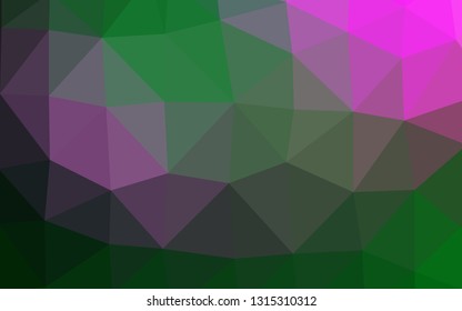 Dark Pink, Green vector abstract mosaic backdrop. Colorful illustration in Origami style with gradient.  Elegant pattern for a brand book.