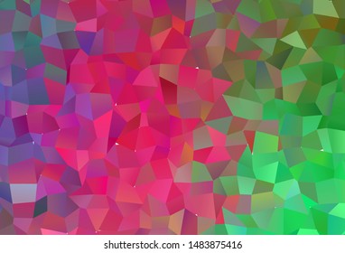 Dark Pink, Green vector abstract mosaic background. Geometric illustration in Origami style with gradient.  Brand new design for your business.