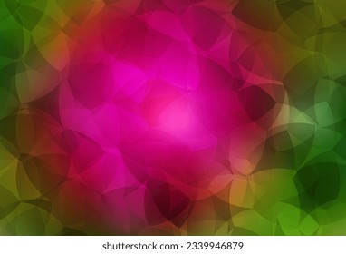 Color rosa oscuro, Vector verde patrón poligonal abstracto. Ilustración colorida y brillante con triángulos. Patrón triangular para tu diseño.