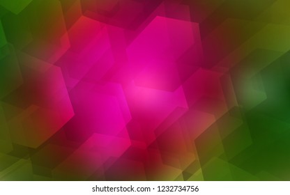 Dark Pink, Green vector backdrop with hexagons. Glitter abstract illustration in hexagonal style. Pattern can be used for landing pages.