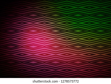 Dark Pink, Green vector backdrop with lines, cubes. Shining colorful illustration with lines, rectangles. Best design for your ad, poster, banner.