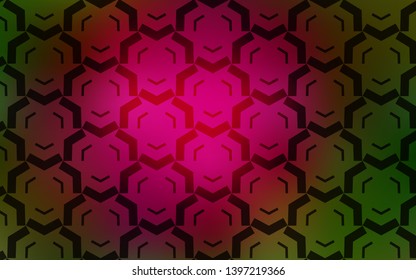 Dark Pink, Green vector backdrop with bent lines. A circumflex abstract illustration with gradient. New composition for your brand book.