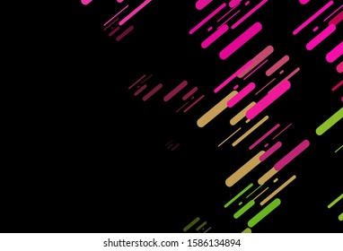Dark Pink, Green vector backdrop with long lines. Glitter abstract illustration with colored sticks. Smart design for your business advert.