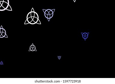 Dark Pink, Green vector backdrop with mystery symbols. Colorful vintage illustration with gradient alchemy shapes. Simple base for your occult design.