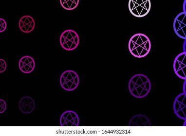 Dark Pink, Green vector backdrop with mystery symbols. Illustration with magical signs of spiritual power. Design for magic, spiritual events.