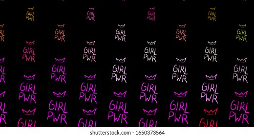Dark Pink, Green vector backdrop with woman's power symbols. Simple design in abstract style with women’s rights activism. Elegant design for wallpapers.