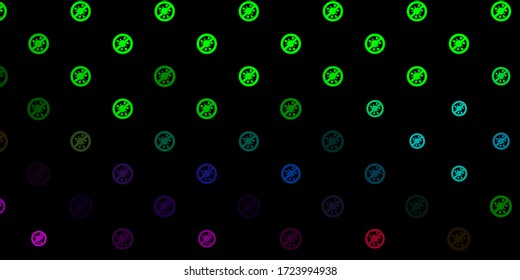 Dark Pink, Green vector backdrop with virus symbols. Smart illustration with covid signs in decorative style. Best design for quarantine events.