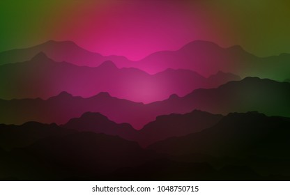 Dark Pink, Green vector background with lamp shapes. Creative illustration in halftone mountain style with gradient. Pattern for your business design.