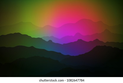 Dark Pink, Green vector background with liquid shapes. Geometric illustration in mountain style with gradient.  A new texture for your  ad, booklets, leaflets.