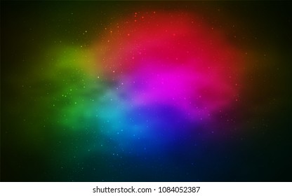 Dark Pink, Green vector background with galaxy stars. Glitter abstract illustration with colorful cosmic stars. Pattern for astrology websites.