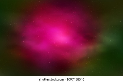 Dark Pink, Green vector background with galaxy stars. Modern abstract illustration with Big Dipper stars. Pattern for futuristic ad, booklets.