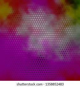 Dark Pink, Green vector background with circles. Colorful illustration with gradient dots in nature style. New template for your brand book.