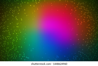 Dark Pink, Green vector background with galaxy stars. Glitter abstract illustration with colorful cosmic stars. Pattern for futuristic ad, booklets.