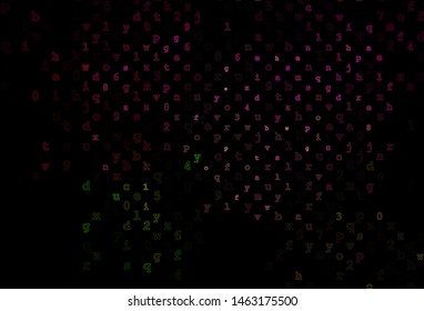 Dark Pink, Green vector background with signs of alphabet. Modern geometrical illustration with ABC english symbols. Smart design for your business advert of university.