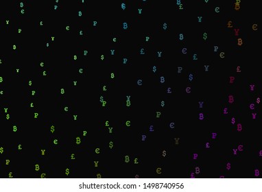 Dark Pink, Green vector background with signs of currency. Shining colored illustration with currency signs. Pattern for trader ads, booklets, leaflets.