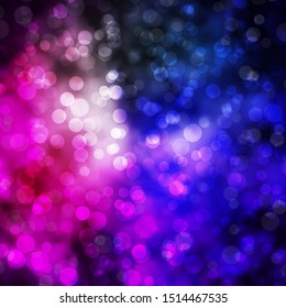 Dark Pink, Green vector background with bubbles. Glitter abstract illustration with colorful drops. Design for your commercials.