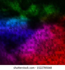 Dark Pink, Green vector background with polygonal style. Triangles on abstract background with colorful gradient. Template for wallpapers.