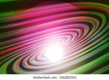 Dark Pink, Green vector background with astronomical stars. Glitter abstract illustration with colorful cosmic stars. Smart design for your business advert.