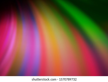 Dark Pink, Green vector background with bent lines. Shining illustration, which consist of blurred lines, circles. Brand new design for your ads, poster, banner.
