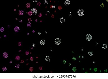 Dark Pink, Green vector background with tasty food. Abstract background with colorful Fast Food illustrations. Pattern for ads of breakfast, lunch, dinner.