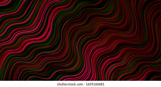 Color rosa oscuro, fondo vectorial verde con arcos. Ilustración colorida con líneas curvas. Diseño para su promoción empresarial.