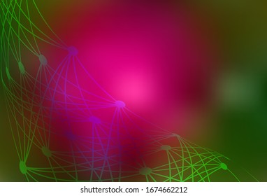 Dark Pink, Green vector background with forms of artificial intelligence. Shining illustration with AI shapes on abstract template. Pattern for science, futuristic designs.