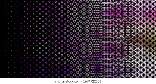 Dark Pink, Green vector background with occult symbols. Colorful mystic symbols with a gradient in ancient style. Design for magic, spiritual events.