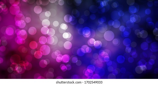 Dark Pink, Green vector background with circles. Illustration with set of shining colorful abstract spheres. Design for your commercials.