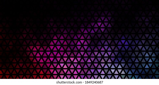 Dark Pink, Green vector background with triangles. Triangles on abstract background with colorful gradient. Template for landing pages.