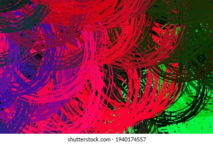 Rosa oscuro, fondo vectorial verde con líneas irregulares. Ilustración abstracta colorida con líneas de degradado. Textos para folletos, folletos.