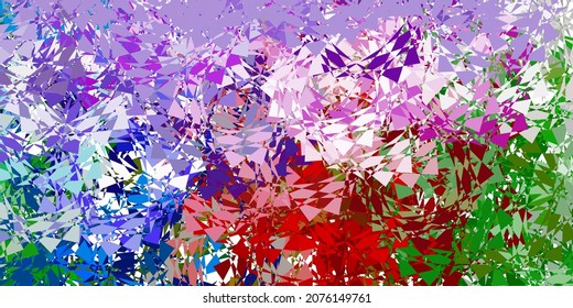 Fondo vector verde y rosa oscuro con triángulos. Ilustración abstracta sobresaliente con una gama de triángulos coloridos. Diseño para sus fondos de escritorio.