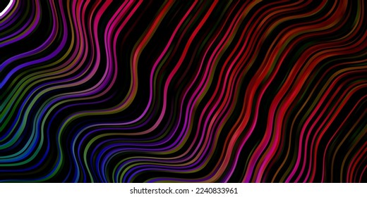 Rosa oscuro, fondo vectorial verde con líneas curvas. Ilustración colorida en estilo abstracto con líneas dobladas. Patrón de folletos y folletos sobre actividades empresariales