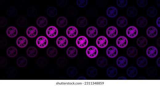 Dark Pink, Green vector background with covid-19 symbols. Simple design in abstract style with infection forms. Simple design against epidemic information.