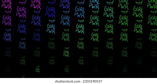Dark Pink, Green vector background with woman symbols. Illustration with signs of women's strength and power. Best design to show the power of women.